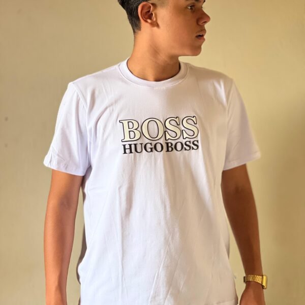 Camiseta Hugo Boss branca malha peruana